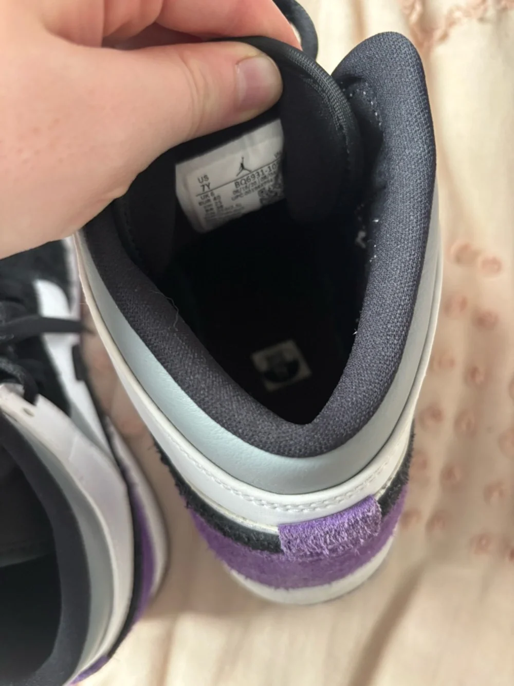 Nike Air Jordan 1 Mid - White, Black & Purple - Picture 6 of 6